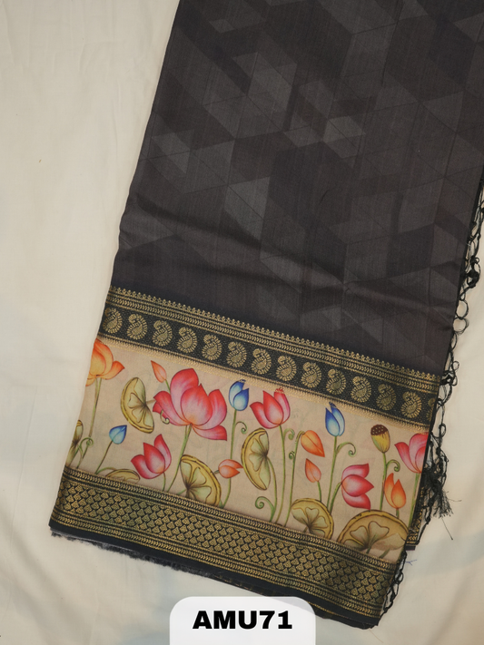 PREMIUM BANARAS ORGANZA DIGITAL KALAMKARI PRINT SAREE