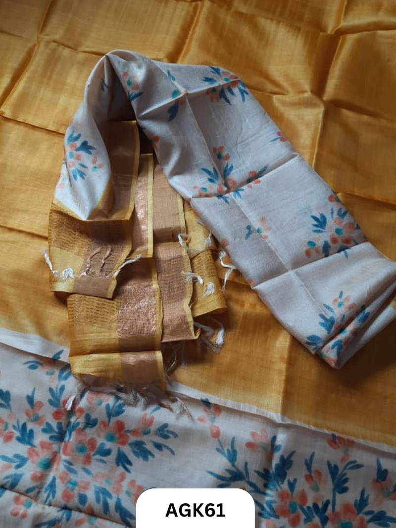 Premium Tussar Silk Hand-Painted Salwar Set – Silk Mark Certified