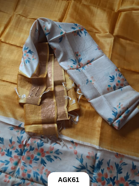 Premium Tussar Silk Hand-Painted Salwar Set – Silk Mark Certified
