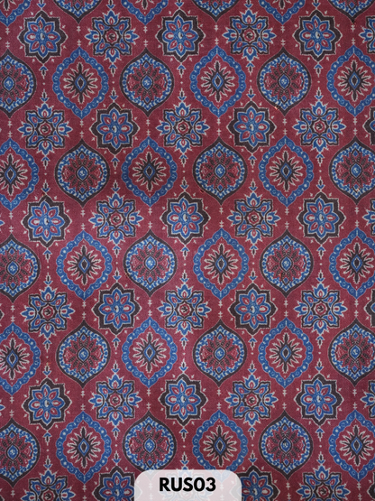 Dupion ajrakh fabric-1 mtr
