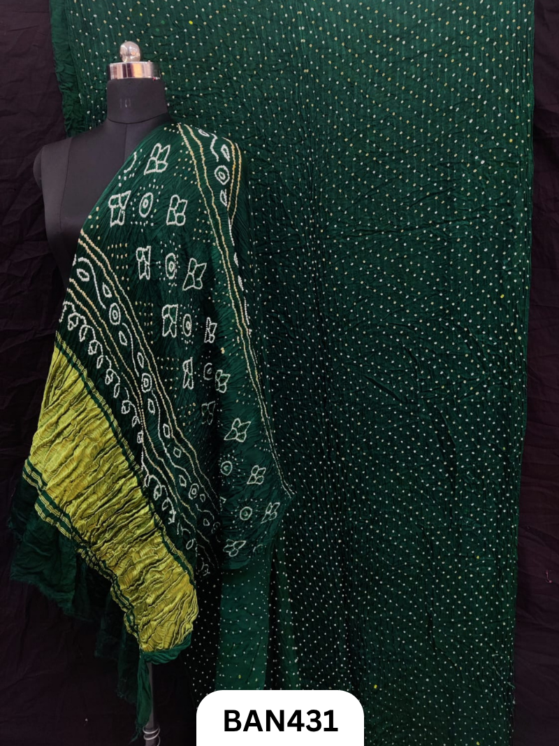 Vegan Silk Tissue Pallu Heavy Dani Bandhej Saree