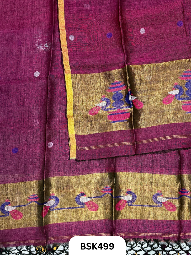 Pure Jayashree Linen By Linen Paithani - Top 2.6& Duppatta