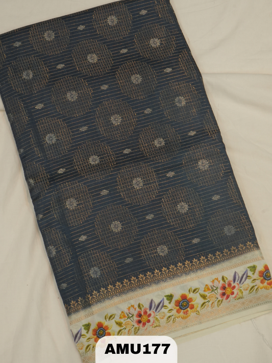 BANARAS RUSSIAN SILK SAREE WITH PRINTED