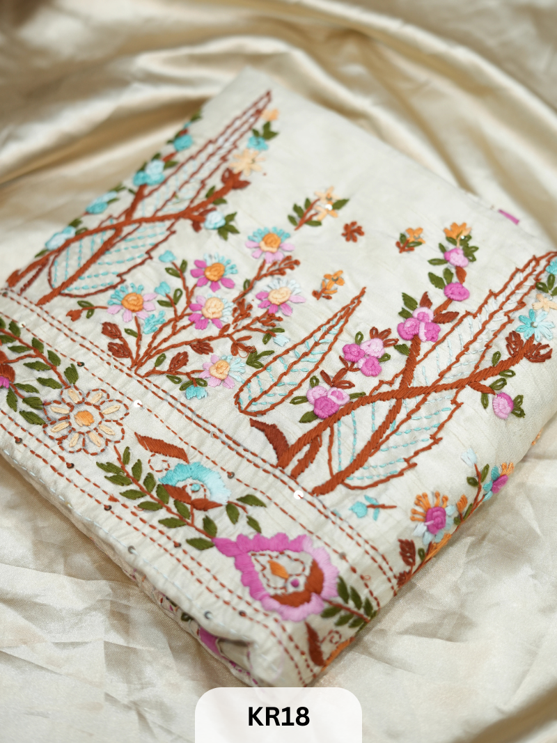 DUPION SILK WITH PURE HAND KANTHA HEAVY