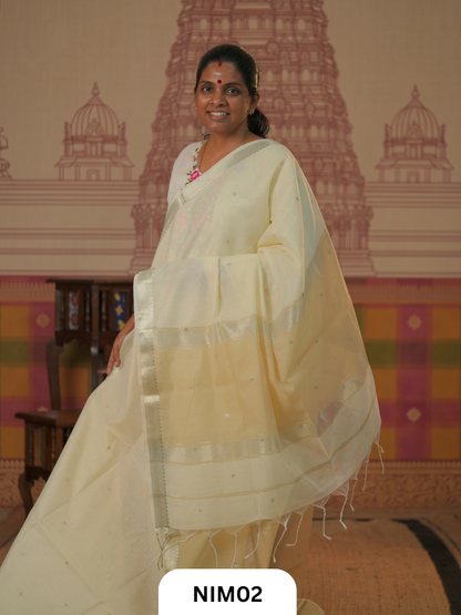 Maheshwari Inspired Chanderi Saree With Contrast Blouse