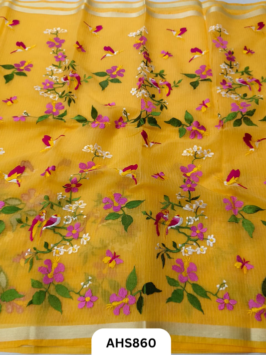 Cotton Kota Embroidery Work Saree
