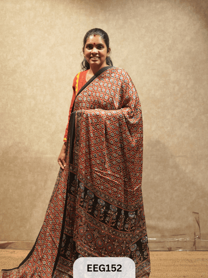 AJRAKH MODAL SAREE WITH MIRROR