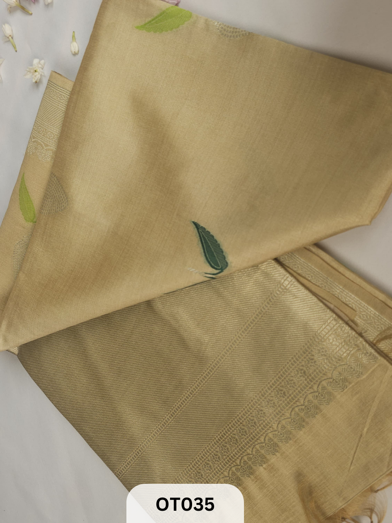 Mul Zari Saree - Tussar Mix - Raw Mango Design