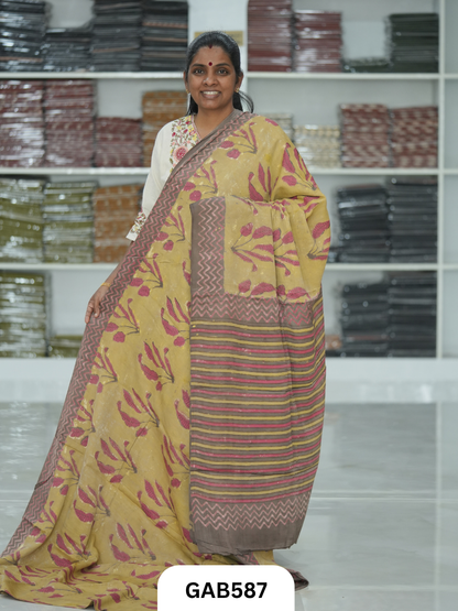 Nashpal & Pomegranate Peel Printed Modal Silk Sarees with blouse