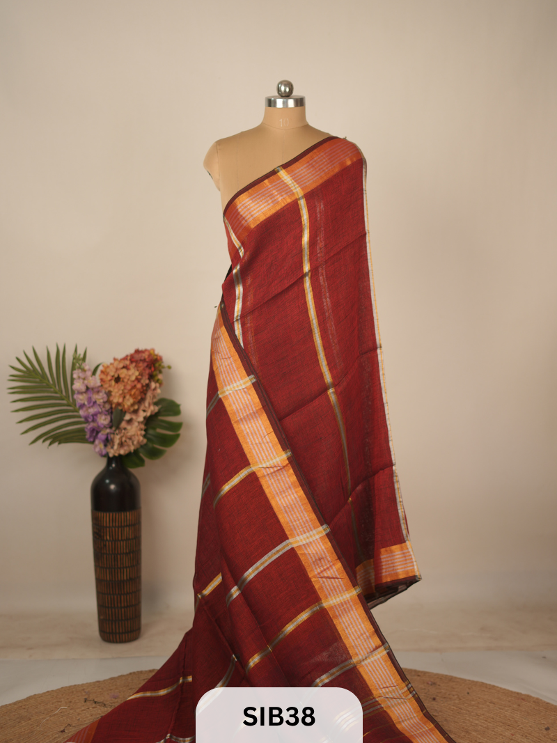 PURE JAYASHREE LINEN WITH COTTON SAREE - HANDLOOM