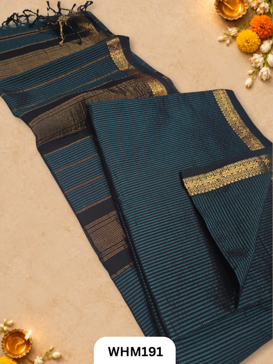 Pure Maheshwari Handloom Resham Checks Saree