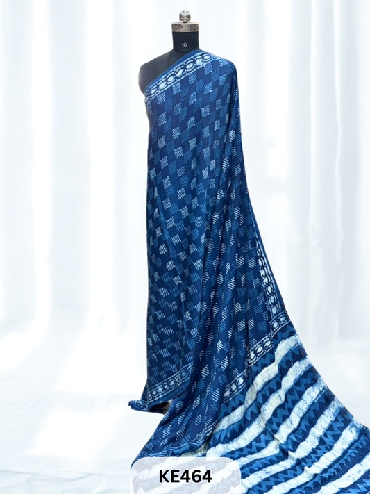 AJRAKH MODAL INDIGO SAREE - SPECIAL DEAL