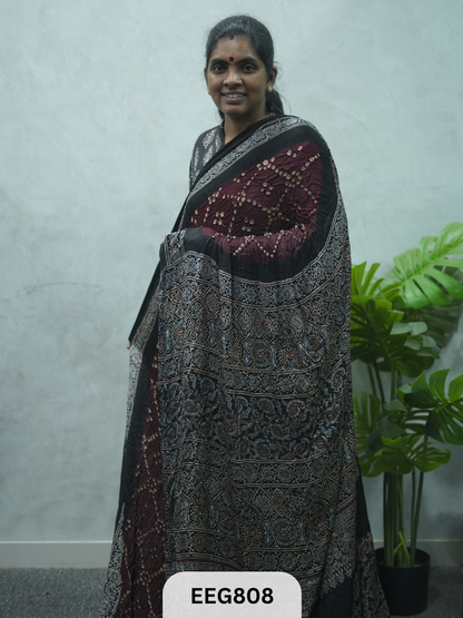 MODAL AJRAKH BANDHEJ SAREE