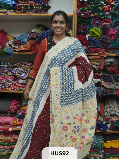 PURE DOLA SILK WITH AJRAKH MINAKARI PALLU