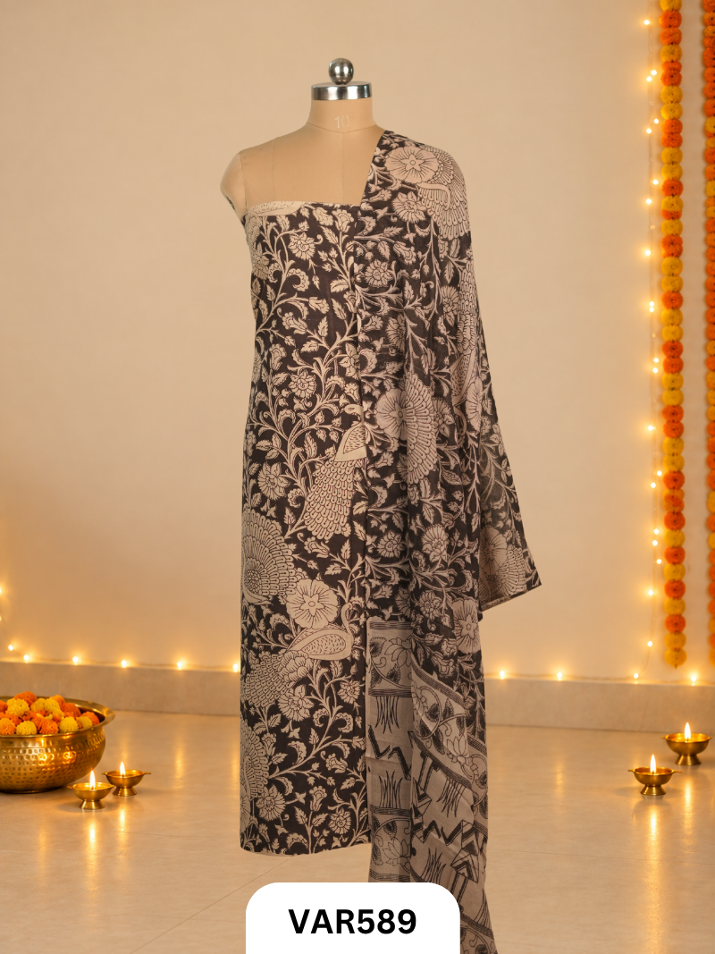 KALAMKARI 2 PCS SALWAR SUIT- top2.5 mtr and duppatta