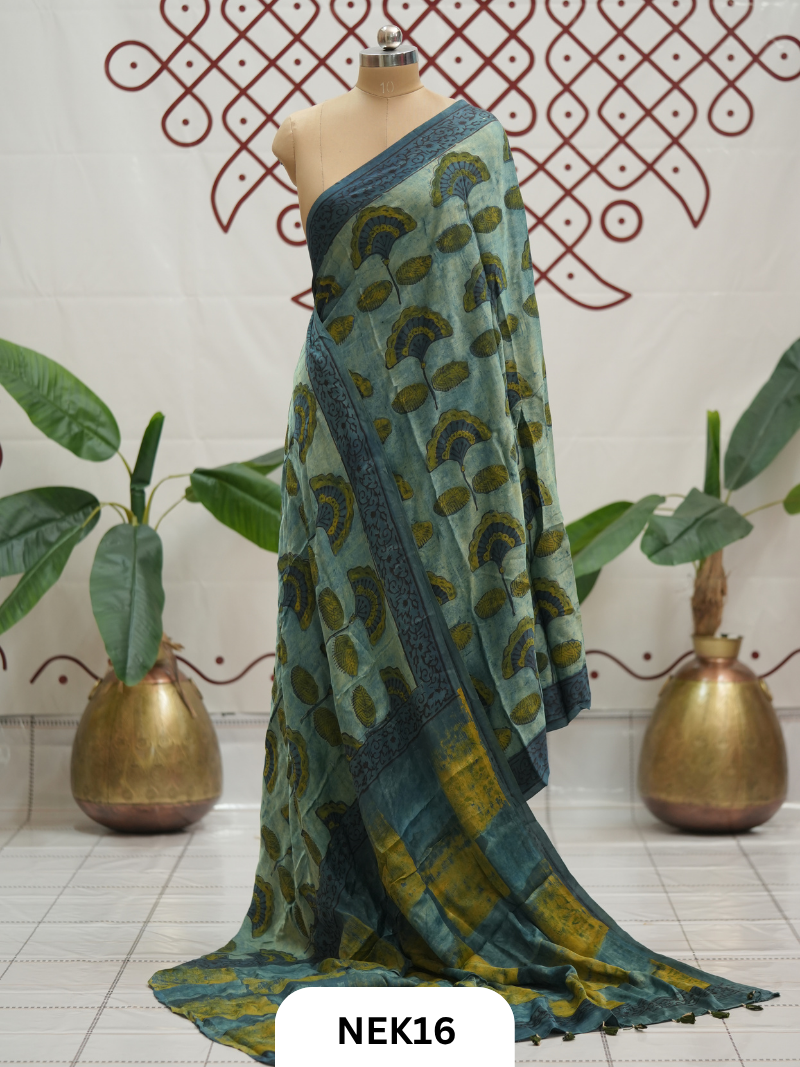 Nasphal Vanaspathi Modal Handblock Print Saree