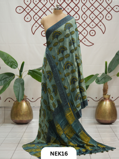Nasphal Vanaspathi Modal Handblock Print Saree