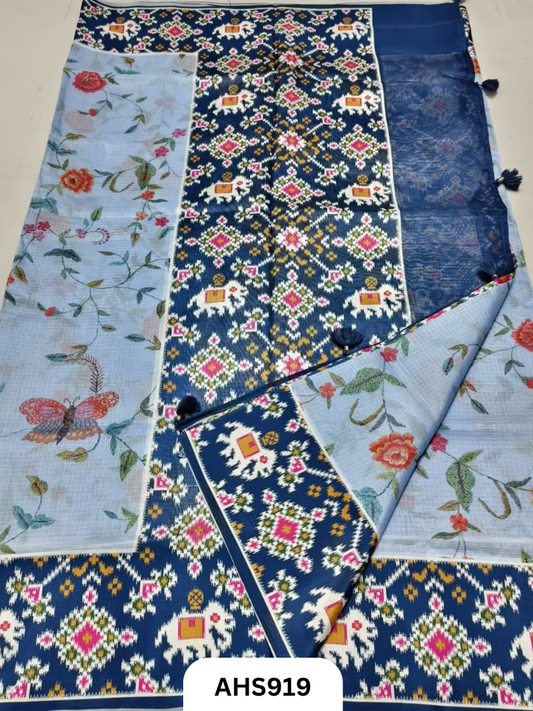 Soft Silk Kota Digital Print With Patola Border Pallu Saree