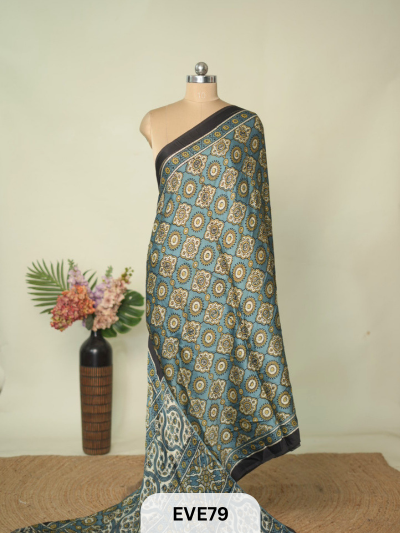 MODAL AJRAKH HANDBLOCK PRINT SAREE