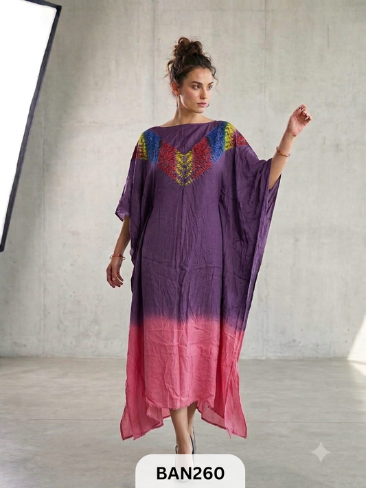 MODAL MULTI COLOUR SHIBORI SHADED UNSTITCHED KAFTAN