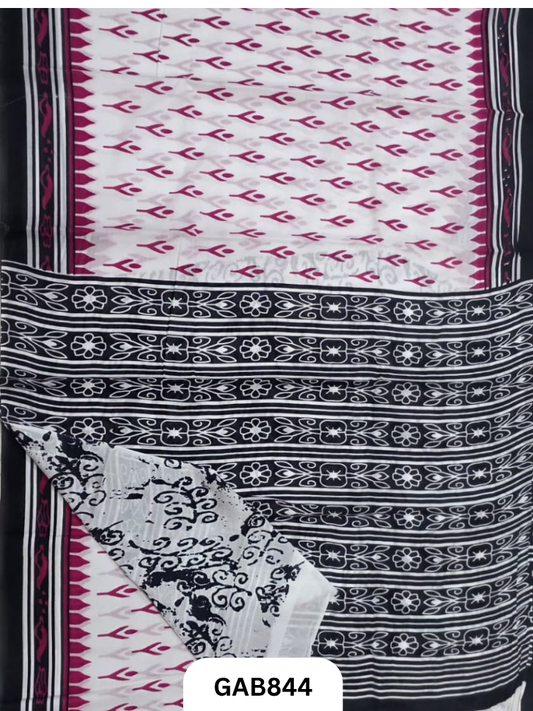 Bagru Block Print Cotton Mulmul Sarees With Running Blouse