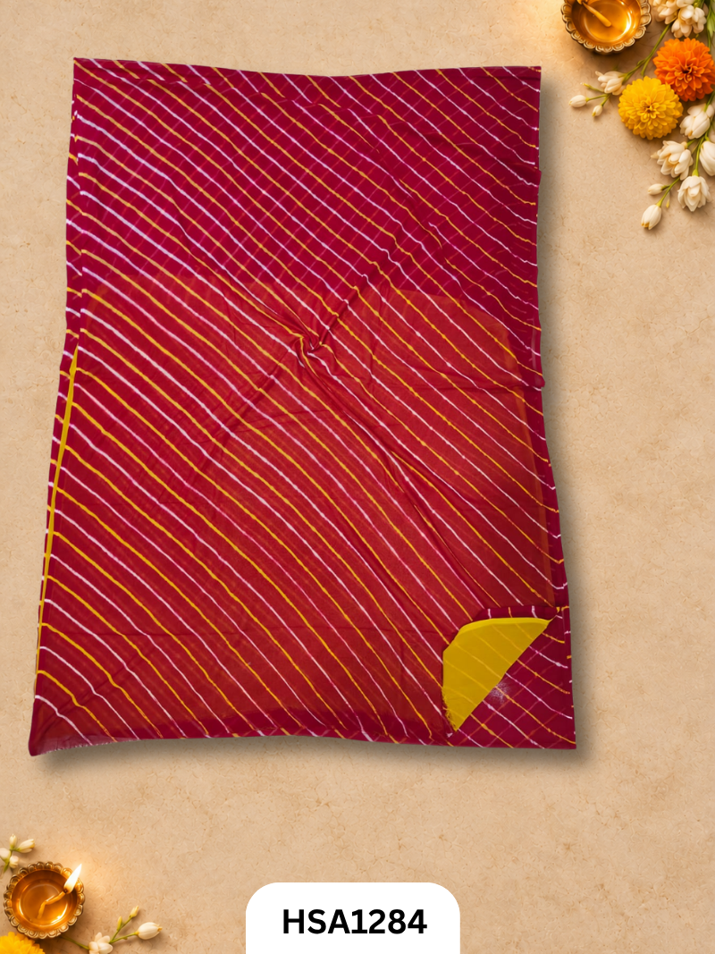 Hand block printed  Hand tye-dye  Lahriya Saree