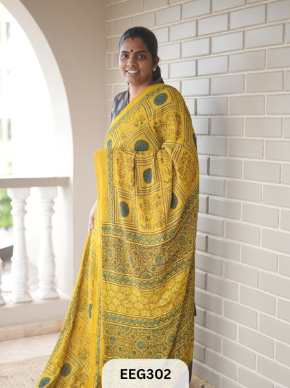 AJRAKH CHINON SAREE