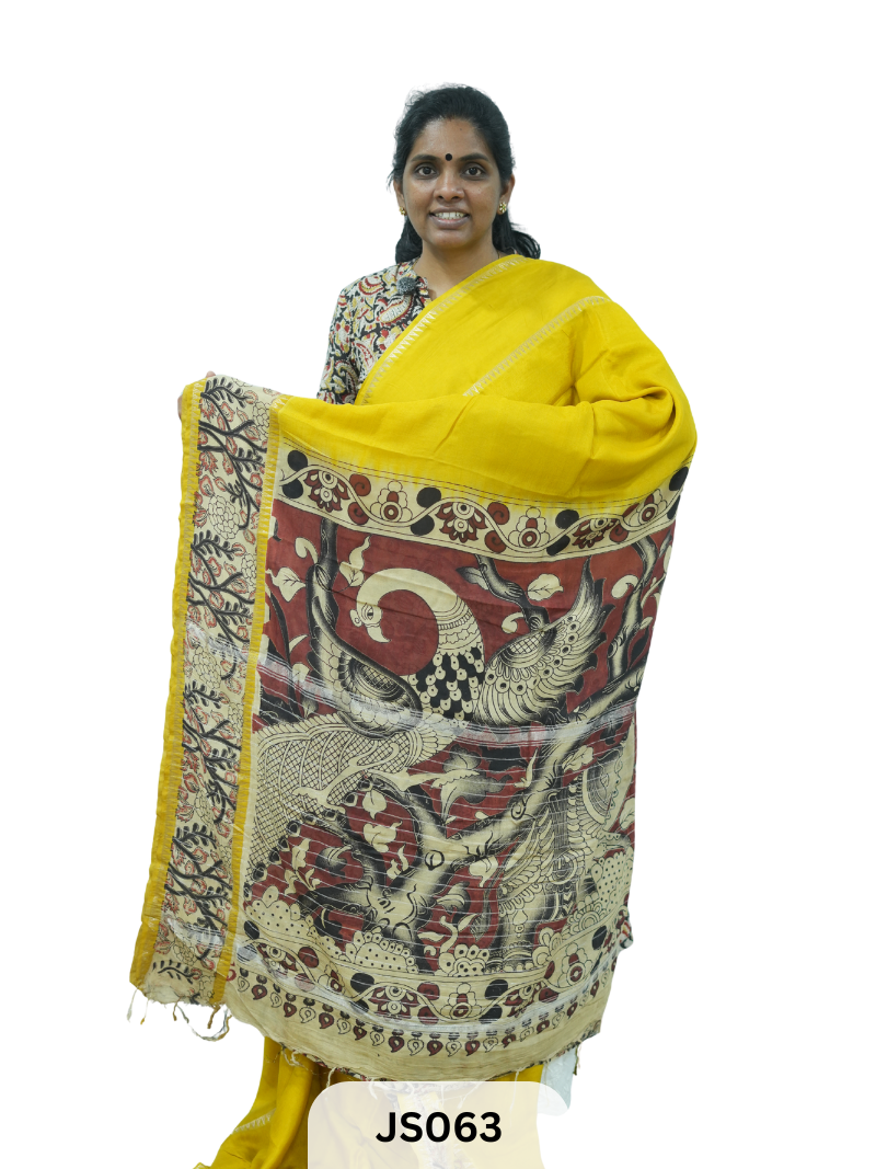 KALAMKARI X MANGALAGIRI FUSION SAREE -  SINGLE BORDER