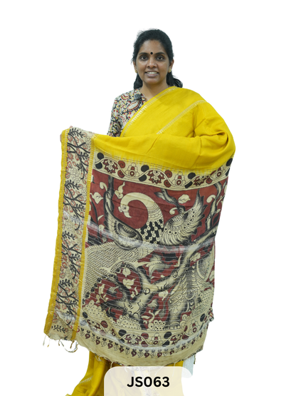 KALAMKARI X MANGALAGIRI FUSION SAREE -  SINGLE BORDER