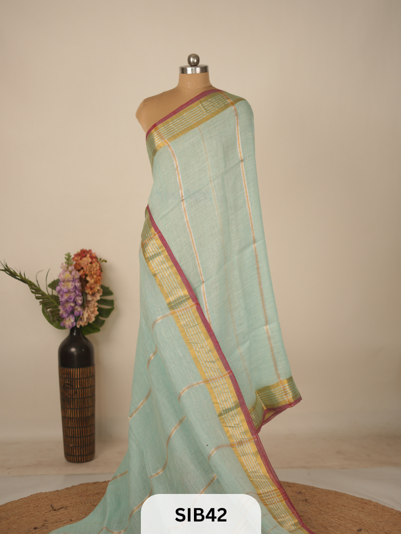 PURE JAYASHREE LINEN WITH COTTON SAREE - HANDLOOM