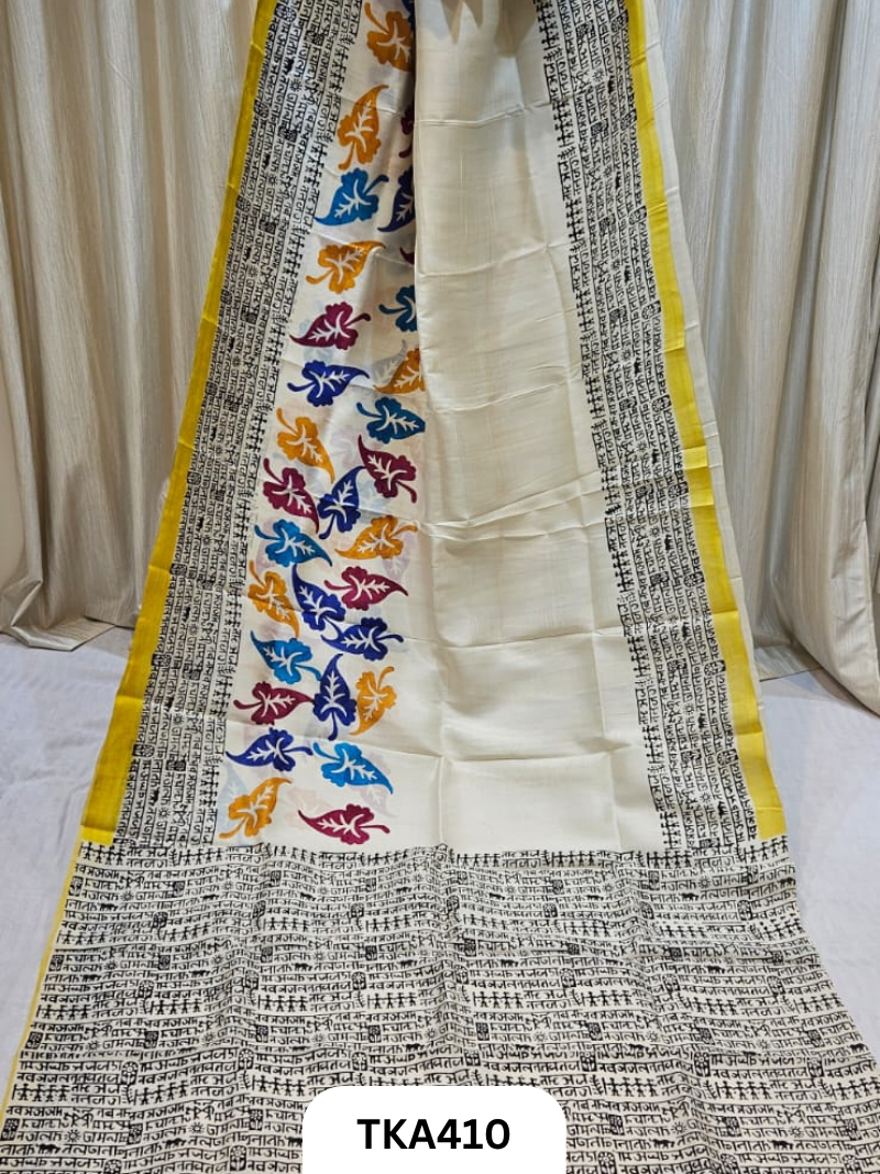 Murshidabad Silk Hand Painted Saree
