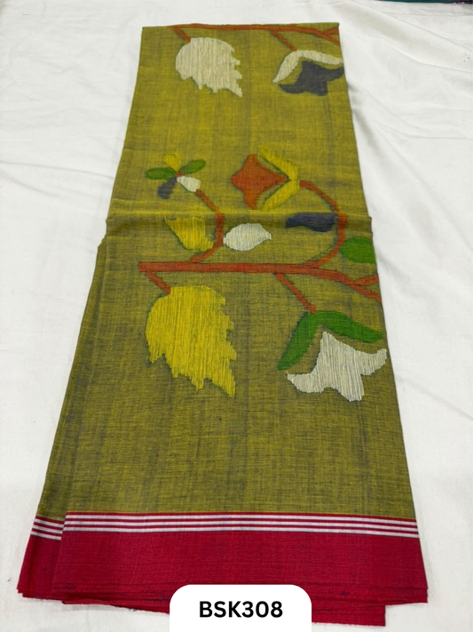 Handloom Pure Mul Cotton With Jamdhani Weave Saree