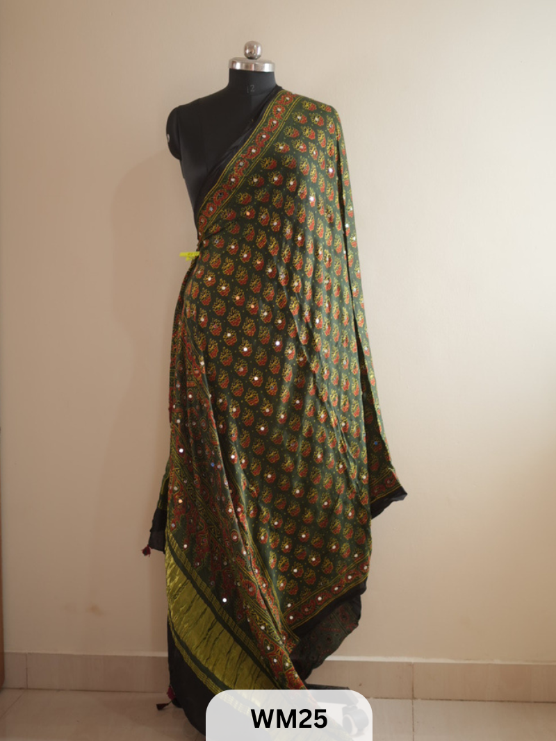 MODAL SILK WITH GLUED MIRROR LAGDI PATTA DUPPATTA