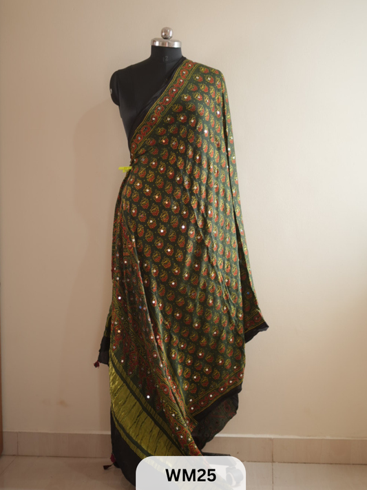 MODAL SILK WITH GLUED MIRROR LAGDI PATTA DUPPATTA