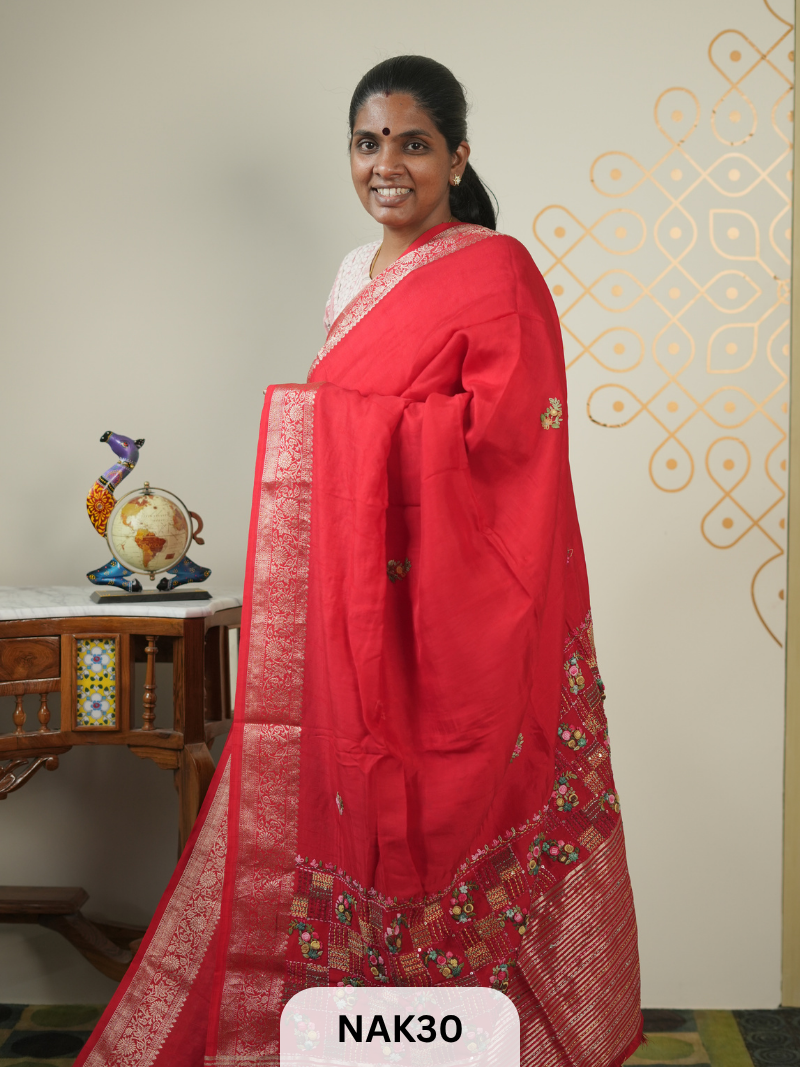 VISCOSE HAND EMBROIDERED SAREE