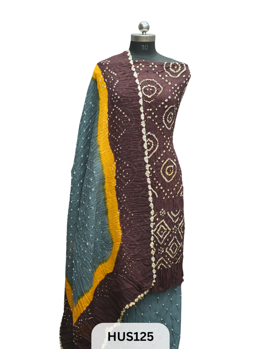 COTTON SATIN RAI BANDHEJ DRESS MATERIAL