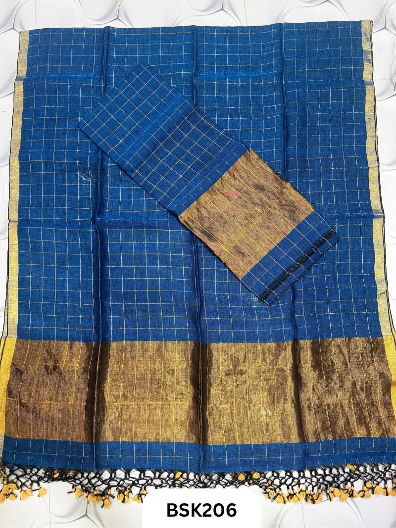 Pure Jayashree Linen By Linen Checked - Top 2.6& Duppatta