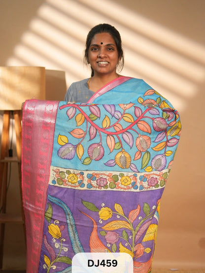 CHENNURI SILK SAREE WITH PEN KALAMKARI ART WORK