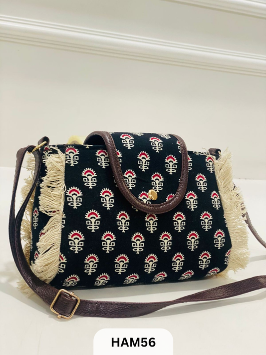 HAND BLOCK PRINT FANCY SLING BAG SIZE 8"5