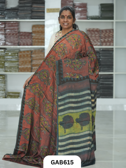 Nashpal & Pomegranate Peel Printed Modal Silk Sarees with blouse