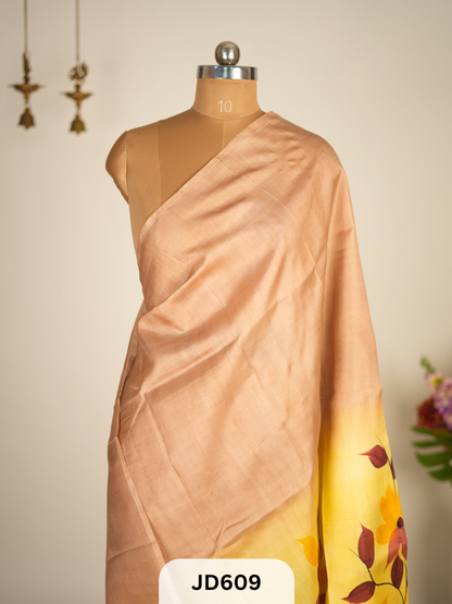 MURSHIDABAD HAND BATIK PAINTED SILK SAREE