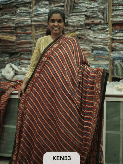 MODAL NATURAL AJRAKH HANDBLOCK SAREE