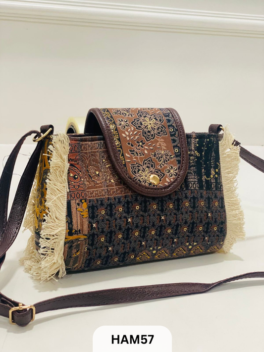 HAND BLOCK PRINT FANCY SLING BAG SIZE 8"5