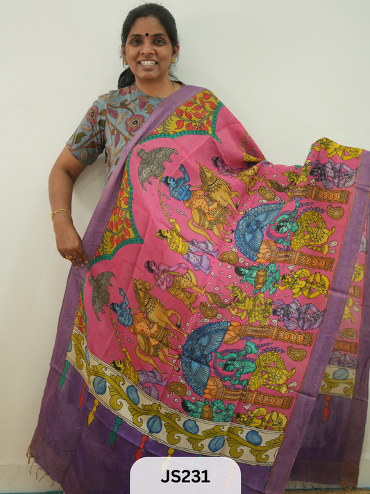 PEN KALAMKARI CHENNURI SILK DUPATTA