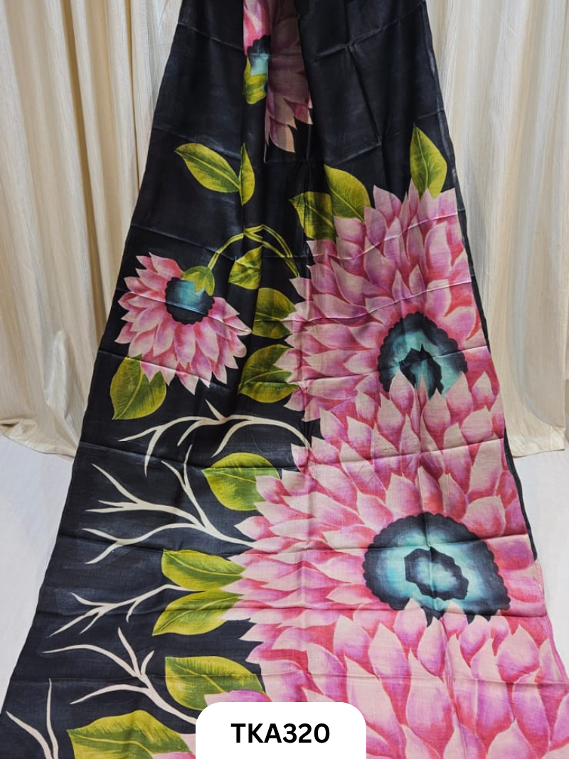 PURE HANDOWEN TUSSAR HAND PAINTED SAREE