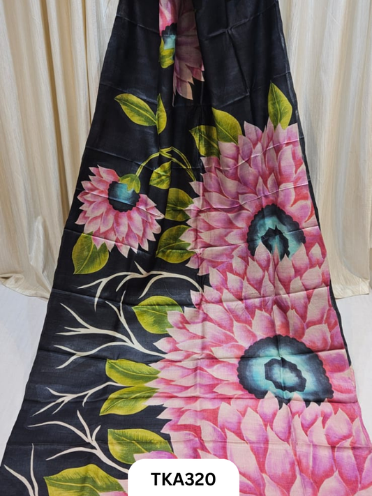 PURE HANDOWEN TUSSAR HAND PAINTED SAREE