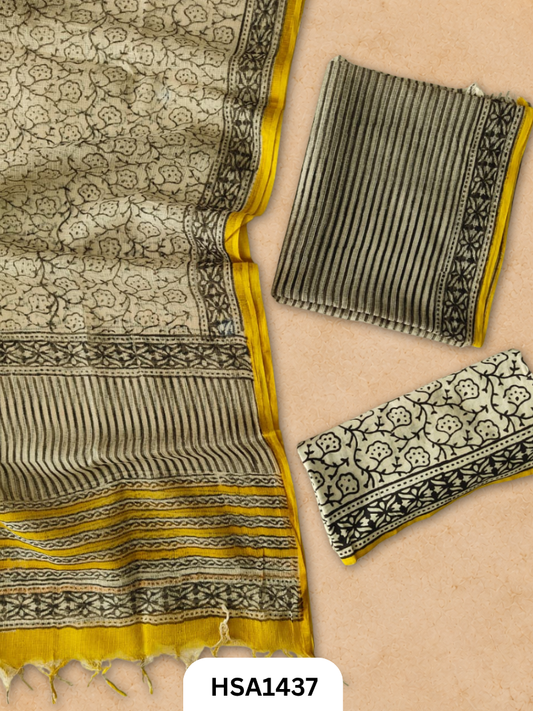 Hand block printed kota doriya suit top &duppta 2.5 meter