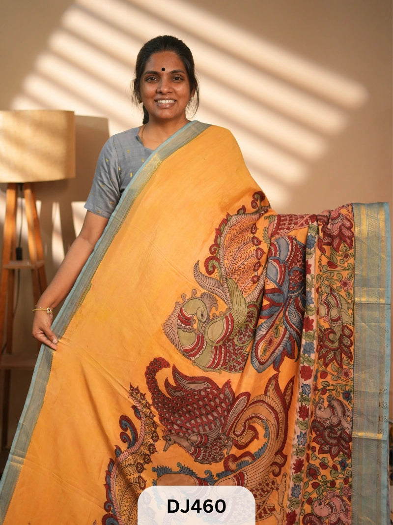 CHENNURI SILK SAREE WITH PEN KALAMKARI ART WORK