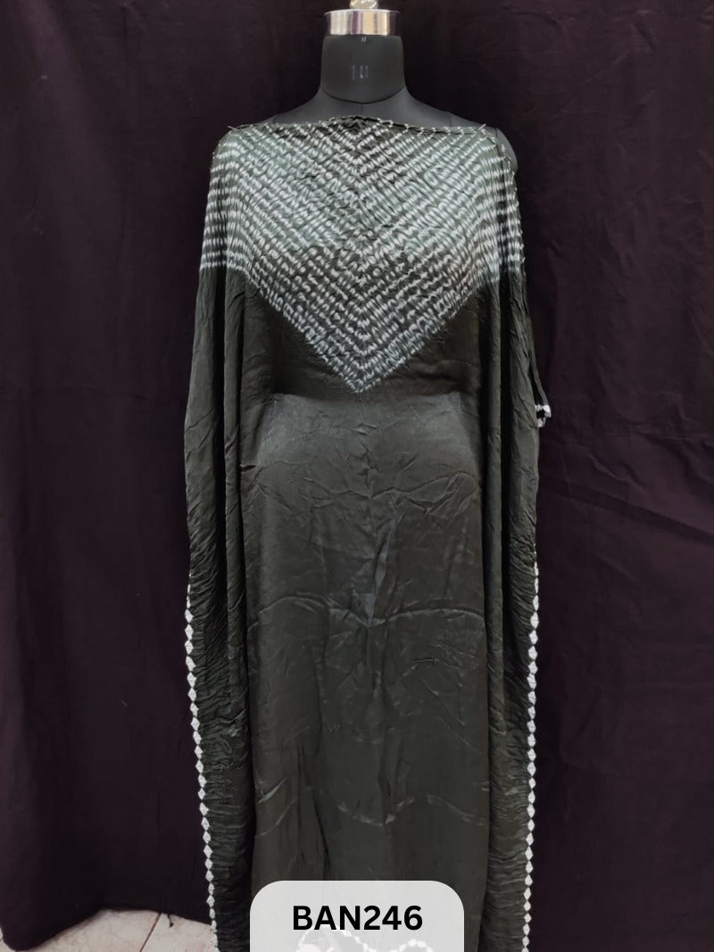 SEMI GAJI SHIBORI VIMKO PLAIN 2D EDGING UNSTITCHED KAFTAN
