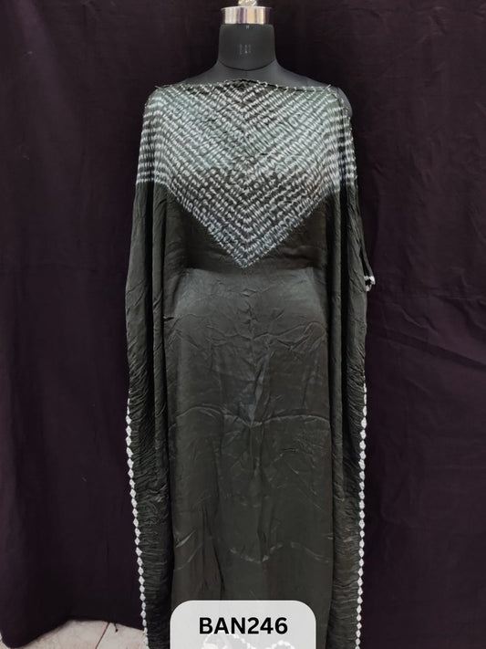 SEMI GAJI SHIBORI VIMKO PLAIN 2D EDGING UNSTITCHED KAFTAN